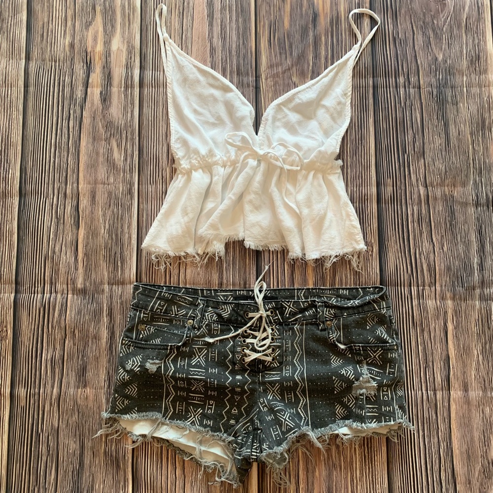 Billabong Low-Rise Tribal Lace Up Shorts